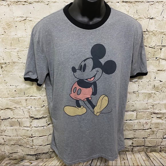 Disney Gray Black Mickey Mouse T Shirt - Picture 1 of 5